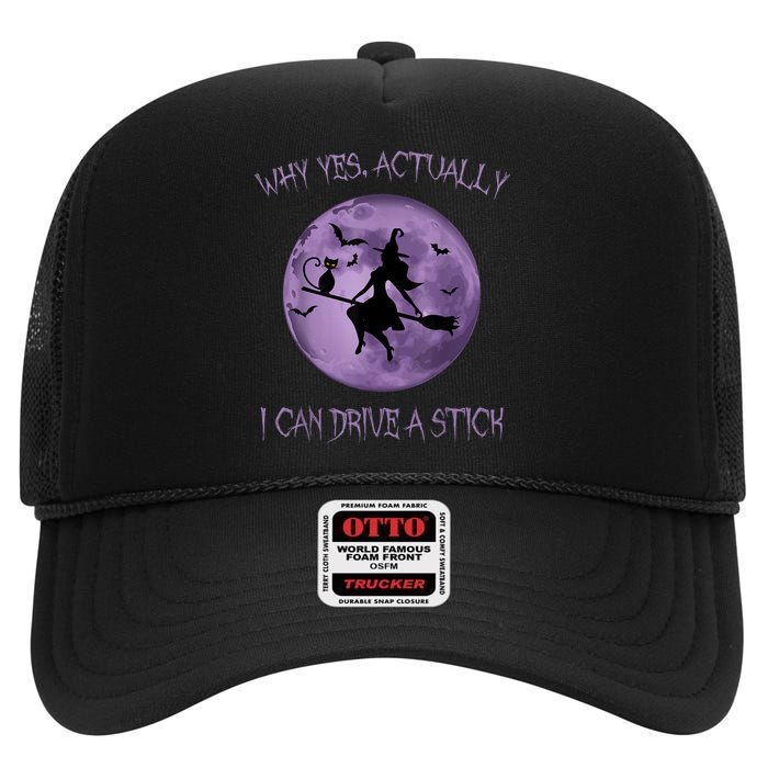 Yes Actually I Can Drive A Stick Halloween 2022 High Crown Mesh Back Trucker Hat