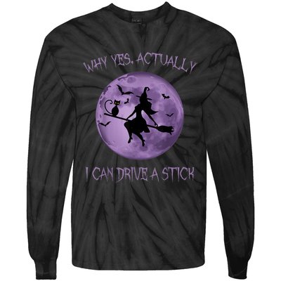 Yes Actually I Can Drive A Stick Halloween 2022 Tie-Dye Long Sleeve Shirt