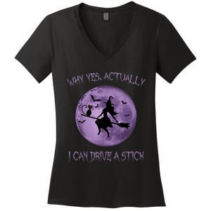 Yes Actually I Can Drive A Stick Halloween 2022 Women's V-Neck T-Shirt