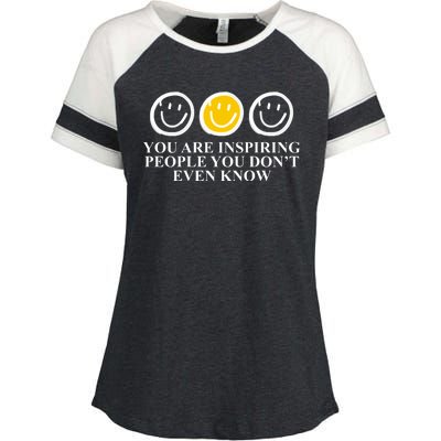 You Are Inspiring People You Don't Even Know Smile Face Enza Ladies Jersey Colorblock Tee