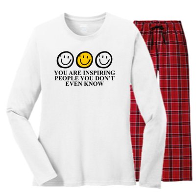 You Are Inspiring People You Don't Even Know Smile Face Women's Long Sleeve Flannel Pajama Set 