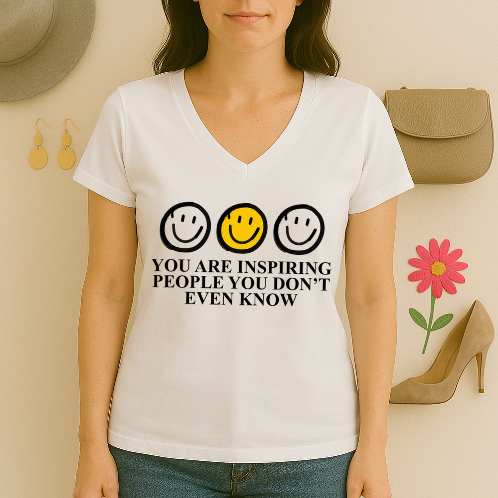 You Are Inspiring People You Don't Even Know Smile Face Women's V-Neck T-Shirt