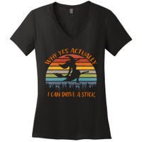 Yes Actually I Can Drive A Stick Halloween 2024 Women's V-Neck T-Shirt