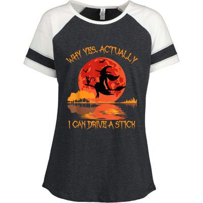 Yes Actually I Can Drive A Stick Halloween 2022 Enza Ladies Jersey Colorblock Tee