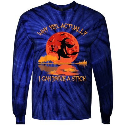 Yes Actually I Can Drive A Stick Halloween 2022 Tie-Dye Long Sleeve Shirt