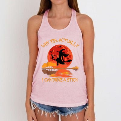 Yes Actually I Can Drive A Stick Halloween 2022 Women's Knotted Racerback Tank