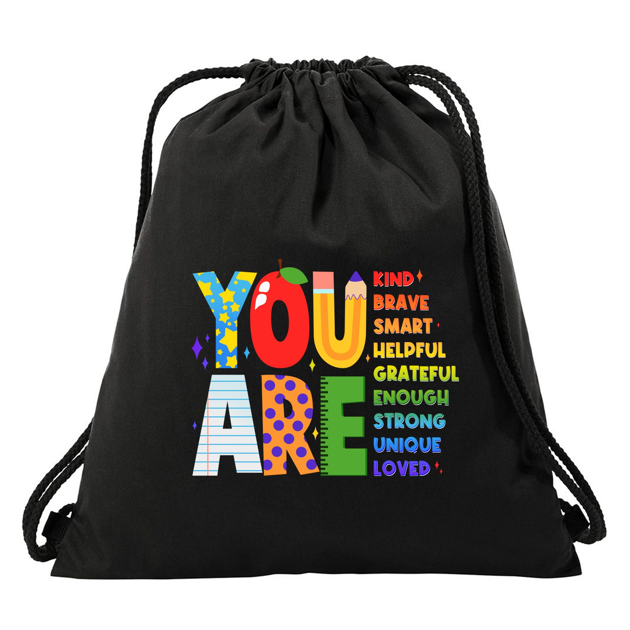 You Are Kind Unique Loved School Teacher Life Drawstring Bag