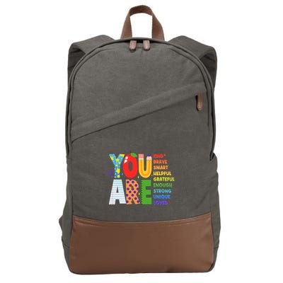 You Are Kind Unique Loved School Teacher Life Cotton Canvas Backpack