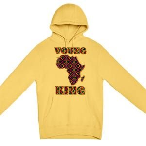 Young African King African Cloth Pattern Celebrating Black History Premium Pullover Hoodie