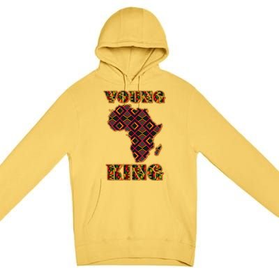 Young African King African Cloth Pattern Celebrating Black History Premium Pullover Hoodie