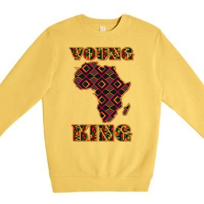 Young African King African Cloth Pattern Celebrating Black History Premium Crewneck Sweatshirt