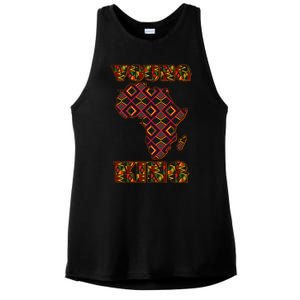 Young African King African Cloth Pattern Celebrating Black History Ladies PosiCharge Tri-Blend Wicking Tank