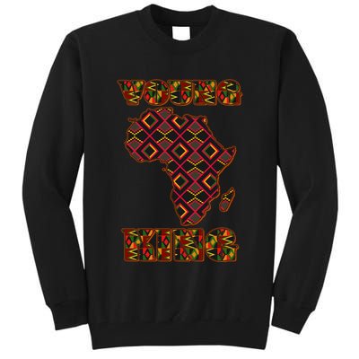 Young African King African Cloth Pattern Celebrating Black History Tall Sweatshirt