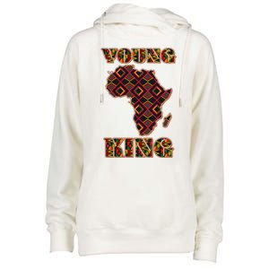 Young African King African Cloth Pattern Celebrating Black History Womens Funnel Neck Pullover Hood