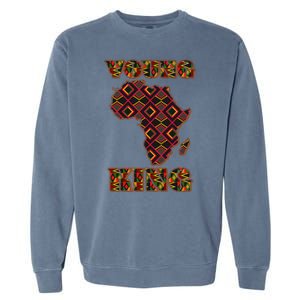 Young African King African Cloth Pattern Celebrating Black History Garment-Dyed Sweatshirt