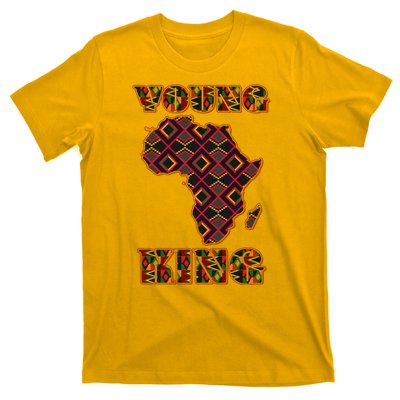 Young African King African Cloth Pattern Celebrating Black History T-Shirt