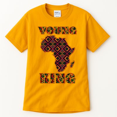 Young African King African Cloth Pattern Celebrating Black History Tall T-Shirt