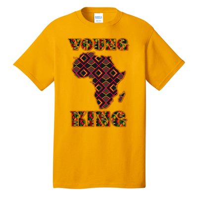 Young African King African Cloth Pattern Celebrating Black History Tall T-Shirt