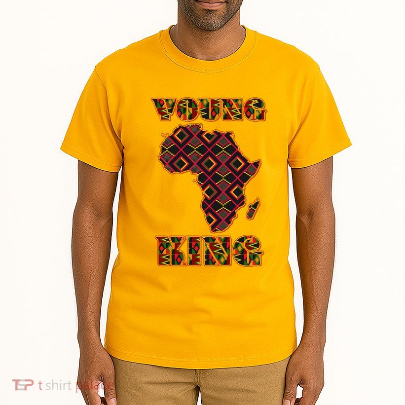 Young African King African Cloth Pattern Celebrating Black History Tall T-Shirt