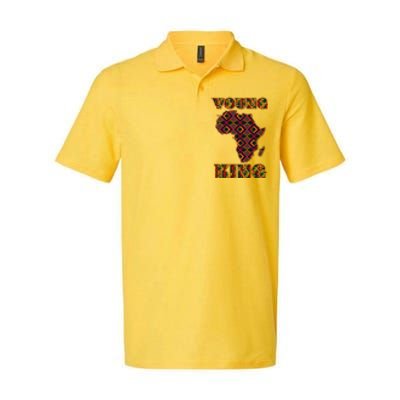 Young African King African Cloth Pattern Celebrating Black History Softstyle Adult Sport Polo