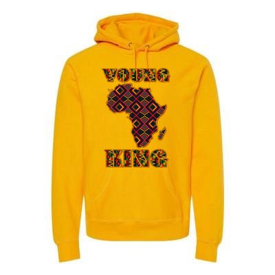 Young African King African Cloth Pattern Celebrating Black History Premium Hoodie