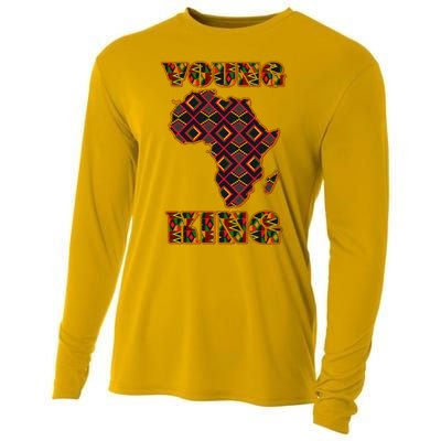 Young African King African Cloth Pattern Celebrating Black History Cooling Performance Long Sleeve Crew