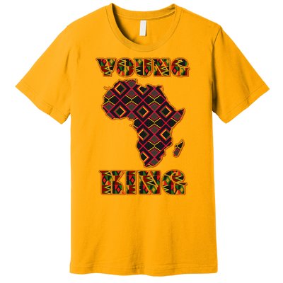 Young African King African Cloth Pattern Celebrating Black History Premium T-Shirt