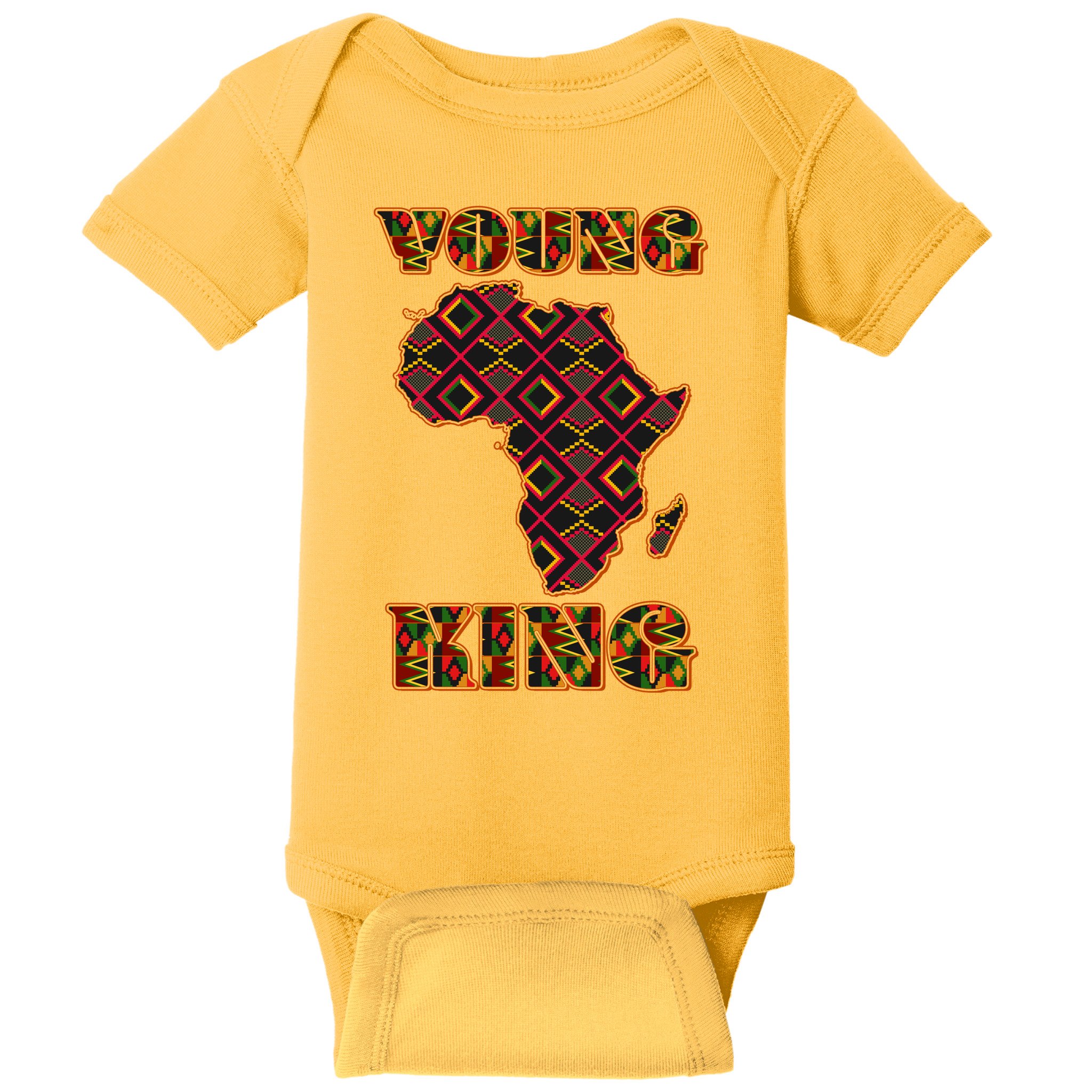 Young African King African Cloth Pattern Celebrating Black History Baby Bodysuit