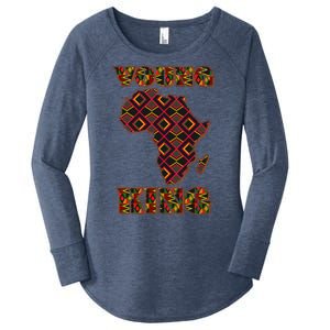 Young African King African Cloth Pattern Celebrating Black History Women's Perfect Tri Tunic Long Sleeve Shirt