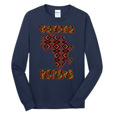 Young African King African Cloth Pattern Celebrating Black History Tall Long Sleeve T-Shirt