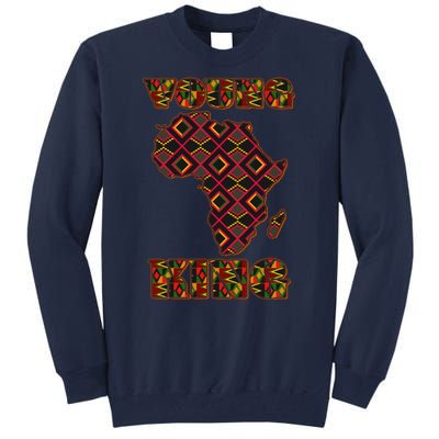 Young African King African Cloth Pattern Celebrating Black History Tall Sweatshirt