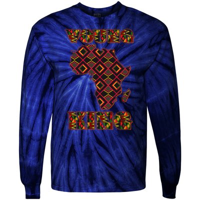 Young African King African Cloth Pattern Celebrating Black History Tie-Dye Long Sleeve Shirt