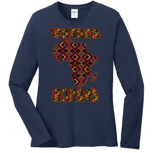 Young African King African Cloth Pattern Celebrating Black History Ladies Long Sleeve Shirt