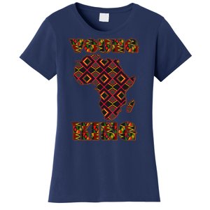 Young African King African Cloth Pattern Celebrating Black History Women's T-Shirt