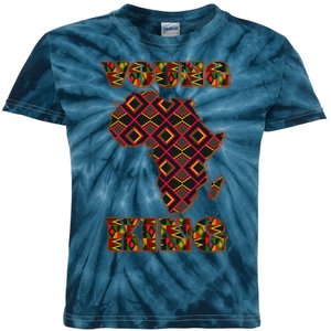 Young African King African Cloth Pattern Celebrating Black History Kids Tie-Dye T-Shirt