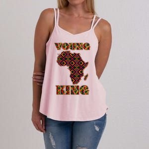 Young African King African Cloth Pattern Celebrating Black History Women's Strappy Tank