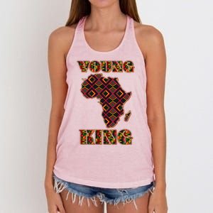 Young African King African Cloth Pattern Celebrating Black History Women's Knotted Racerback Tank