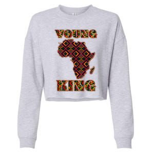 Young African King African Cloth Pattern Celebrating Black History Cropped Pullover Crew