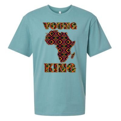 Young African King African Cloth Pattern Celebrating Black History Sueded Cloud Jersey T-Shirt