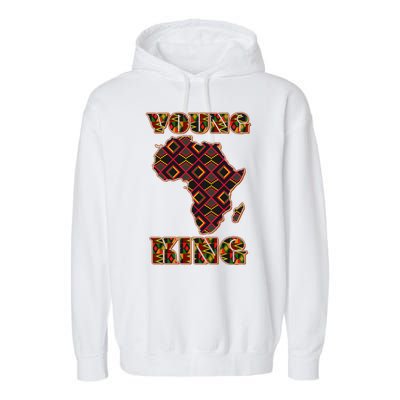 Young African King African Cloth Pattern Celebrating Black History Garment-Dyed Fleece Hoodie