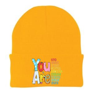 You Are Kind Brave Smart Helpful Grateful Enough Strong Great Gift Knit Cap Winter Beanie