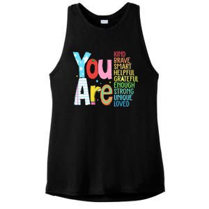 You Are Kind Brave Smart Helpful Grateful Enough Strong Great Gift Ladies PosiCharge Tri-Blend Wicking Tank