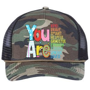 You Are Kind Brave Smart Helpful Grateful Enough Strong Great Gift Retro Rope Trucker Hat Cap