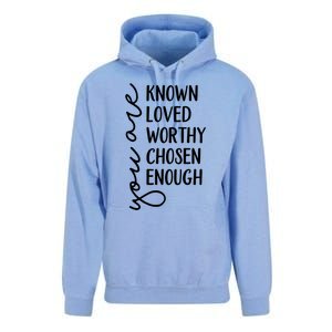 You Are Known Loved Worthy Chosen Enough Christian Gift Unisex Surf Hoodie