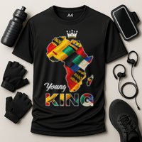 Young African King Map Kente Cooling Performance Crew T-Shirt
