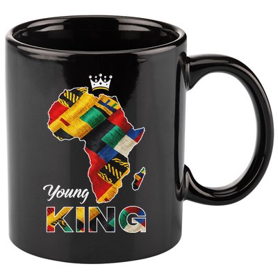 Young African King Map Kente 11oz C Handle Ceramic Mug