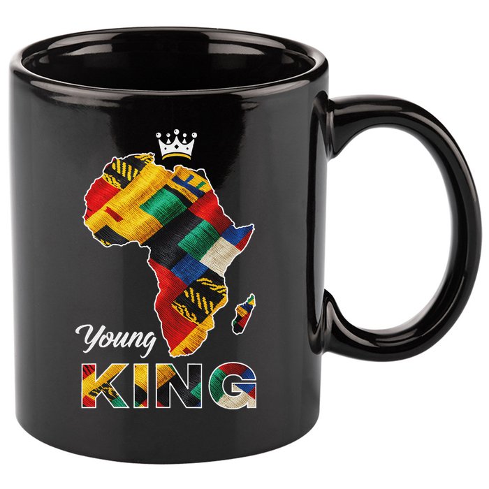 Young African King Map Kente 11oz C Handle Ceramic Mug