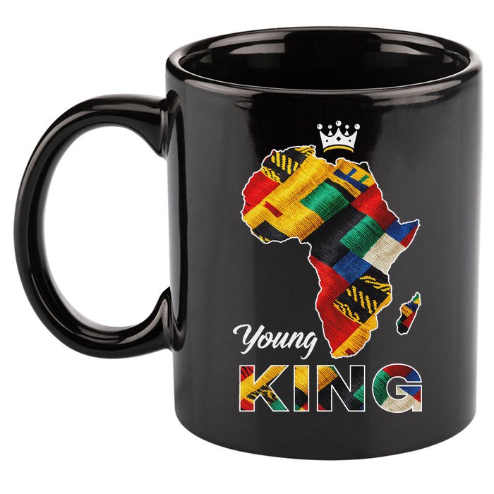 Young African King Map Kente 11oz C Handle Ceramic Mug