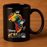 Young African King Map Kente 11oz C Handle Ceramic Mug