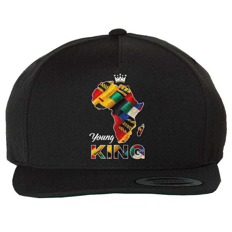 Young African King Map Kente Wool Snapback Cap